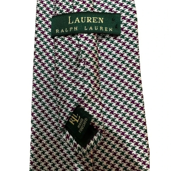 Lauren Ralph Lauren Mens Houndstooth Silk Neck Tie Black White‎ One Size - Picture 4 of 6